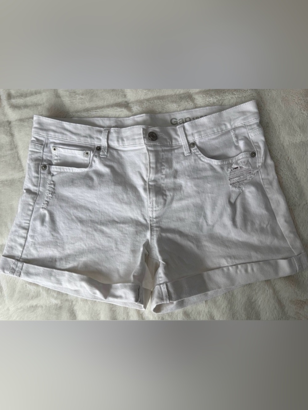 GAP Distressed Boyfriend Denim White Women's Shorts